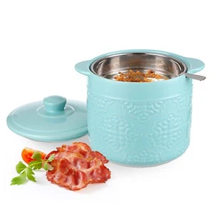 Ceramic Bacon Grease Container With Fine Mesh Strainer And Lid 41oz Large Capaci - Picture 1 of 9