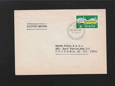 Switzerland Druchsache Printed Matter St. Moritz PTT Conference Cover 5q - Image 1 of 2