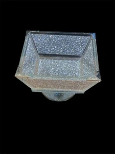 Crush Diamond Fruit Bowl Silver Romany Square Crushed Bling Centrepiece UK - Picture 1 of 2