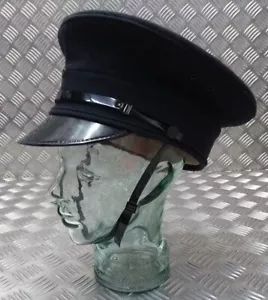 Black Dress Hat Genuine British Made Uniform Visor Cap - Assorted Sizes - Picture 1 of 8