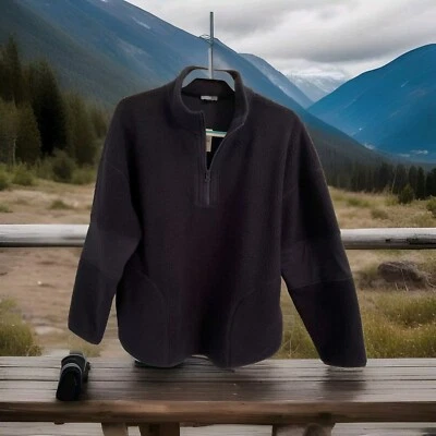 $129 T By Talbots Brand NWT Navy Half Zip Cozy Sherpa Fleece Pullover In XL - Image 1 of 4