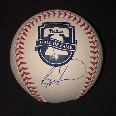 Ryan Howard Signed Philadelphia Phillies Wall of Fame Large Logo Baseball JSA - Image 1 of 2