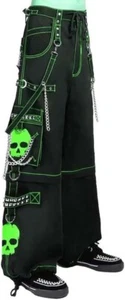 New Gothic Pant Green Super Skull Cyber Chain Goth Jeans Punk Rock  EMO Trousers - Picture 1 of 5