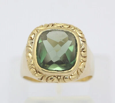 ♦♦ Ring in 14 kt 14k 585 er Gelb Gold mit Turmalin Gr. 65 Massiv Goldring Unisex - Bild 1 von 4