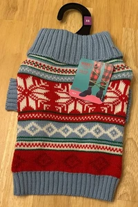 Merry Makings Blue Fairisle Dog Sweater, XS - Picture 1 of 4