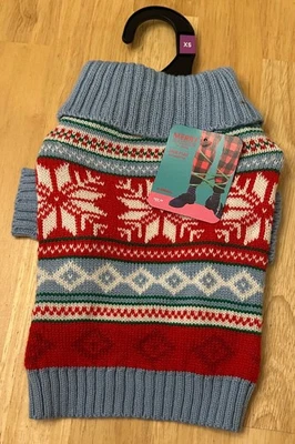 Merry Makings Blue Fairisle Dog Sweater, XS - Image 1 of 4