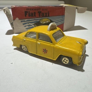Maxwell Mini 522 Fiat 1100 Ambassador Yellow Cab Taxi Diecast MIB Rare - Picture 1 of 23