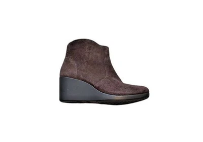 Crocs Leigh Zapatos de Cuña Para Mujer Talla 7 Marrón Gamuza Chelsea Botín Bota Cremallera Foto 1 de 4