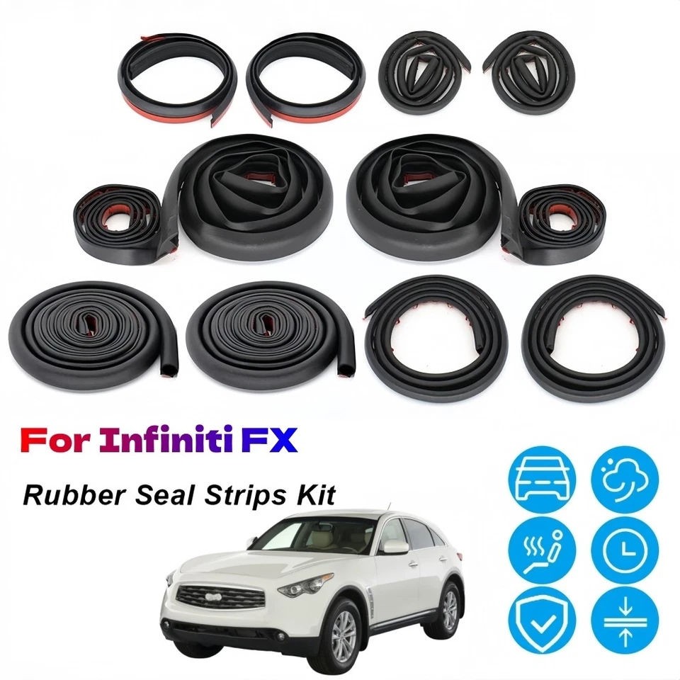 Tiras de sellado de goma para puerta aire climático viento reducción de ruido moldura para Infiniti FX Foto 1 de 4