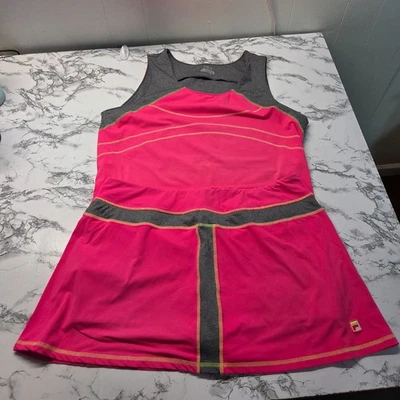 Fila XXL Rosa Brillante Gris Jaspeado Sin Mangas Top Tenis Skort Conjunto de Verano Foto 1 de 4