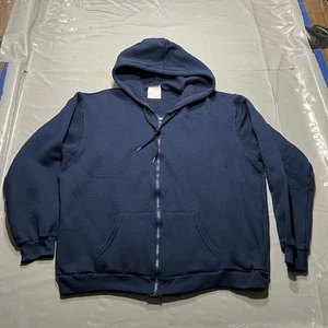Vintage Blank Hoodie Erwachsene XL blau Fleece Full Zip Sweatshirt Fruit Of The Loom - Bild 1 von 5