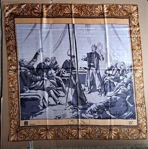 Vintage Scarf The Twenty One Club Remington Christmas In Sibley Tepee Silk - Picture 1 of 14