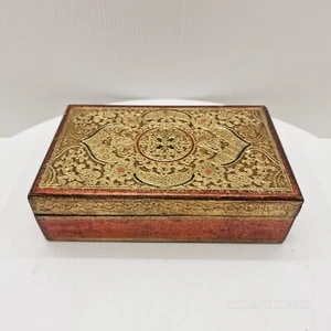 Vintage Decorative Craft Florentia Wooden Gold Jewelry Box Hand Made in Italy - Picture 1 of 17