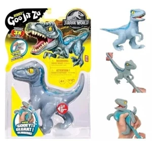 Heroes of Goo Jit Zu Jurassic World Stretch Heroes Blue Velociraptor Dinosaur - Picture 1 of 3