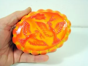 BÖHMEN Art Deco SCHLEVOGT INGRID ORANGE GLAS SCHMUCKKÄSTCHEN HOFFMANN - Bild 1 von 9