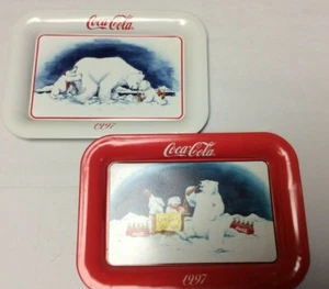 Lot of 2 collectible Coca-Cola small tin trays from 1997,good condition    T1276 - Picture 1 of 12