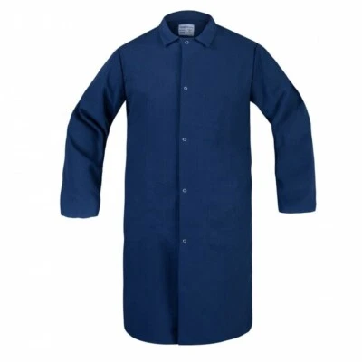 New Butcher Lab Coat Frock Jacket Pocketless Snap Closure Navy Blue 2XL - Image 1 of 4