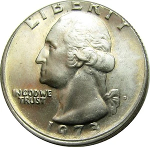 1973~D Washington Quarter mis-aligned Choice BU (horizontal misalignment ~ MAD) - Picture 1 of 4