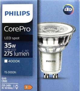Philips LED GU10 Light Bulbs Energy Saving Spotlight Lamp 3.5W Cool Bulbs - Picture 1 of 14