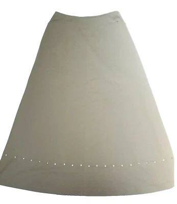 Worth Womens Side-Slit Studded Midi Skirt Size 10 Olive Green Cotton Blend - Image 1 of 4