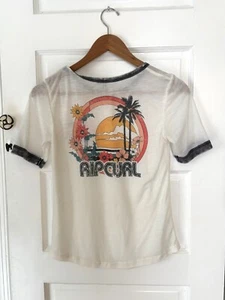 RIP CURL Women's Ringer, Distressed Wash, Paradise Graphic Tee-Shirt, S - Picture 1 of 3