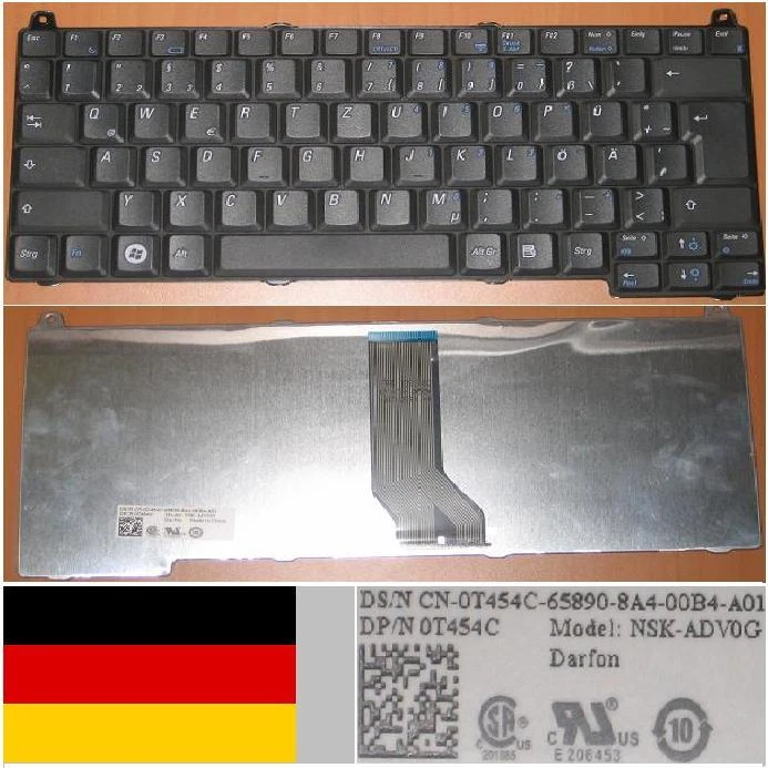 Keyboard Qwertz German Dell 1310 1510 2510 0T454C T454C NSK-ADV0G Black - Image 1 of 1