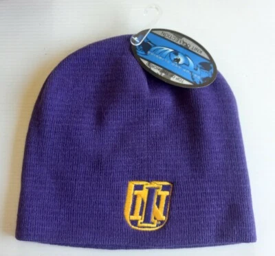 UNI NORTHERN IOWA PANTHERS KNIT BEANIE HAT CAP 3D RAISED LOGO PURPLE NEW NCAA - Image 1 of 2