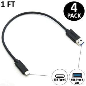 4x 1FT USB-C Type C to USB 3.0 Type A Cable Cord PC Smartphone Laptop MacBook - Picture 1 of 3