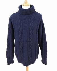 Zopf Strick Rollkragen Pullover Grösse L Herren Schurwolle N318 - Bild 1 von 3