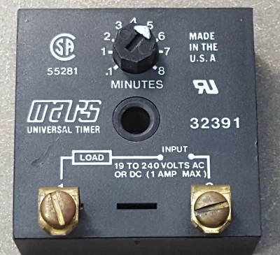 MARS universal timer 32391, 19 TO 240VAC, .1 TO 8 MINUTES. - Image 1 of 4