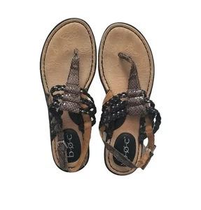Born BOC Concepts Womens Snakeskin Leather Sandals Size 7 Strappy Rope Detail. - Picture 1 of 8