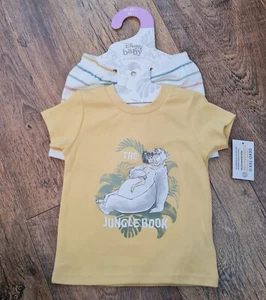 🐵 BNWT BOYS DISNEY JUNGLE BOOK YELLOW T-SHIRT & STRIPE SHORTS SET AGE 12-18 MTH - Picture 1 of 5