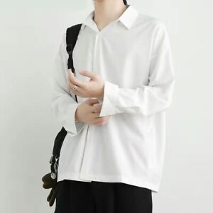 Men's Fashion Ice-Silk Thin Loose Casual Button-Up Shirt Long Sleeve Summer Tops
