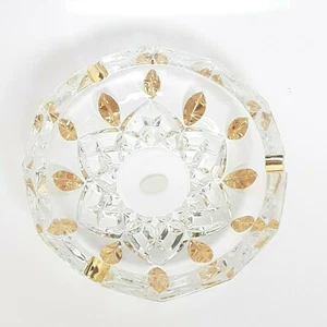 Murano Mid-Century Cut Clear Glass w/ Gold Ashtray Art Glass Venezia - Picture 1 of 12