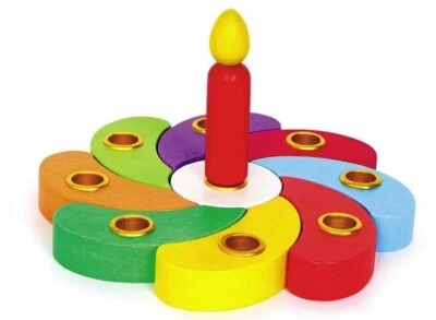 Geburtstagskranz Blume Happy Birthday Tischdekoration Kerzenständer bunte Farben - Bild 1 von 2