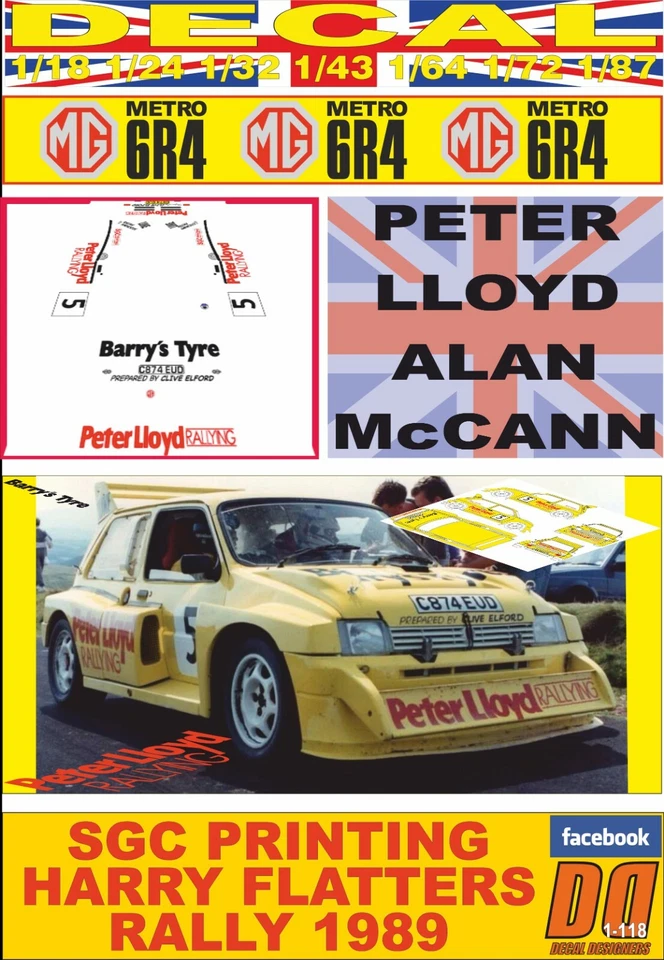 DECAL MG METRO 6R4 PETER LLOYD SGC PRINTING HARRY FLATTERS RALLY 1989 (06) - Image 1 of 1