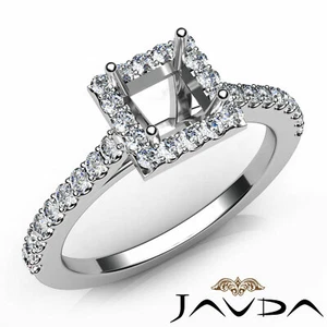 U Cut Prong Set Princess Semi Mount Diamond Engagement Ring 14k White Gold 0.5Ct - Bild 1 von 12