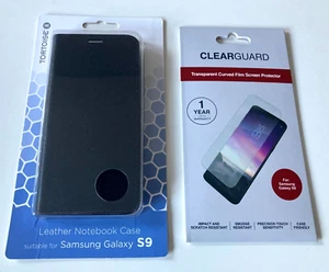 TORTOISE Genuine Leather Case and Zagg Screen Protector for Samsung Galaxy S9 - Picture 1 of 14