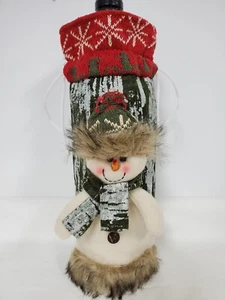 Christmas Snowman Wine Bottle Holder Holiday Gift Bag Tote - Picture 1 of 3
