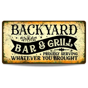 Garden Metal Signs Outside Backyard Patio BBQ Metal Wall Decor Home House Wall - Picture 1 of 5