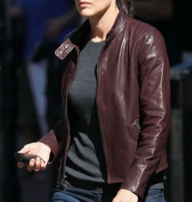 Women's Burgundy Leather Biker Jacket Soft Lambskin Size S M L XL 2XL 3XL Custom - Image 1 of 4