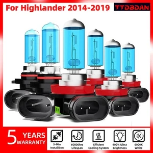Halogen 9005 H11 Headlight H11 Fog Light Bulbs For Toyota Highlander 2014-2019 - Picture 1 of 6