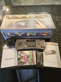 Atari Lynx Handheld Console PAG-0201 & Original Box + Chips Challenge Game Parts
