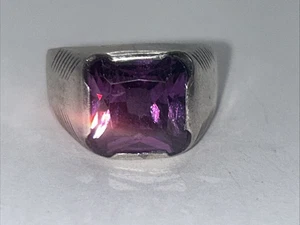 Solid 925 Sterling Silver Jewelry Amethyst Men's Ring size 11 - Picture 1 of 7