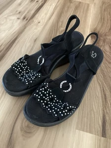 Skechers Womens Cali Sandals Black W/Silver Accents Sz 8 - Picture 1 of 4