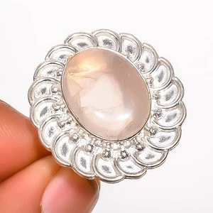 Natürlicher Rosenquarz - Madagaskar Edelstein Handarbeit Antik Ring Gr.7 TR08-2215 - Bild 1 von 3