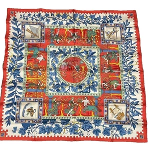 HERMES Scarf Carre 90 MUSIQUE DES DIEUX 2 silk authentic made in France 102 - Picture 1 of 15