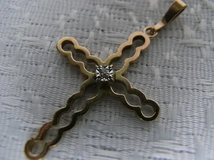 ART- DECO KREUZ ANHÄNGER MIT DIAMANT AUS GOLD 333-ER - Imagen 1 de 4