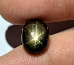 Natural Black Star Sapphire 7.75 Ct Oval Cabochon Shape Loose Gemstone 11x8 mm - Picture 1 of 6