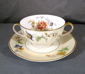 Taza y platillo Boullion de doble mango Pierrefonds Theodore Haviland Limoges de colección - Imagen 1 de 24